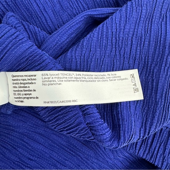 New Eileen Fisher Woven Plisse Wide Leg Ankle Pant Size L Blue $188 - Picture 9 of 15